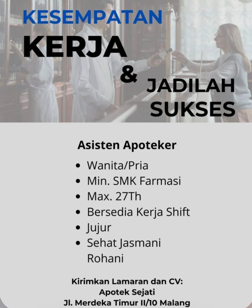 lowongan kerja apotek sejati