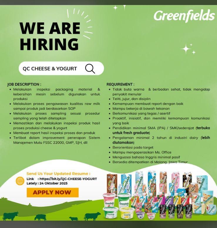 LOWONGAN PEKERJAAN GREENFIELDS