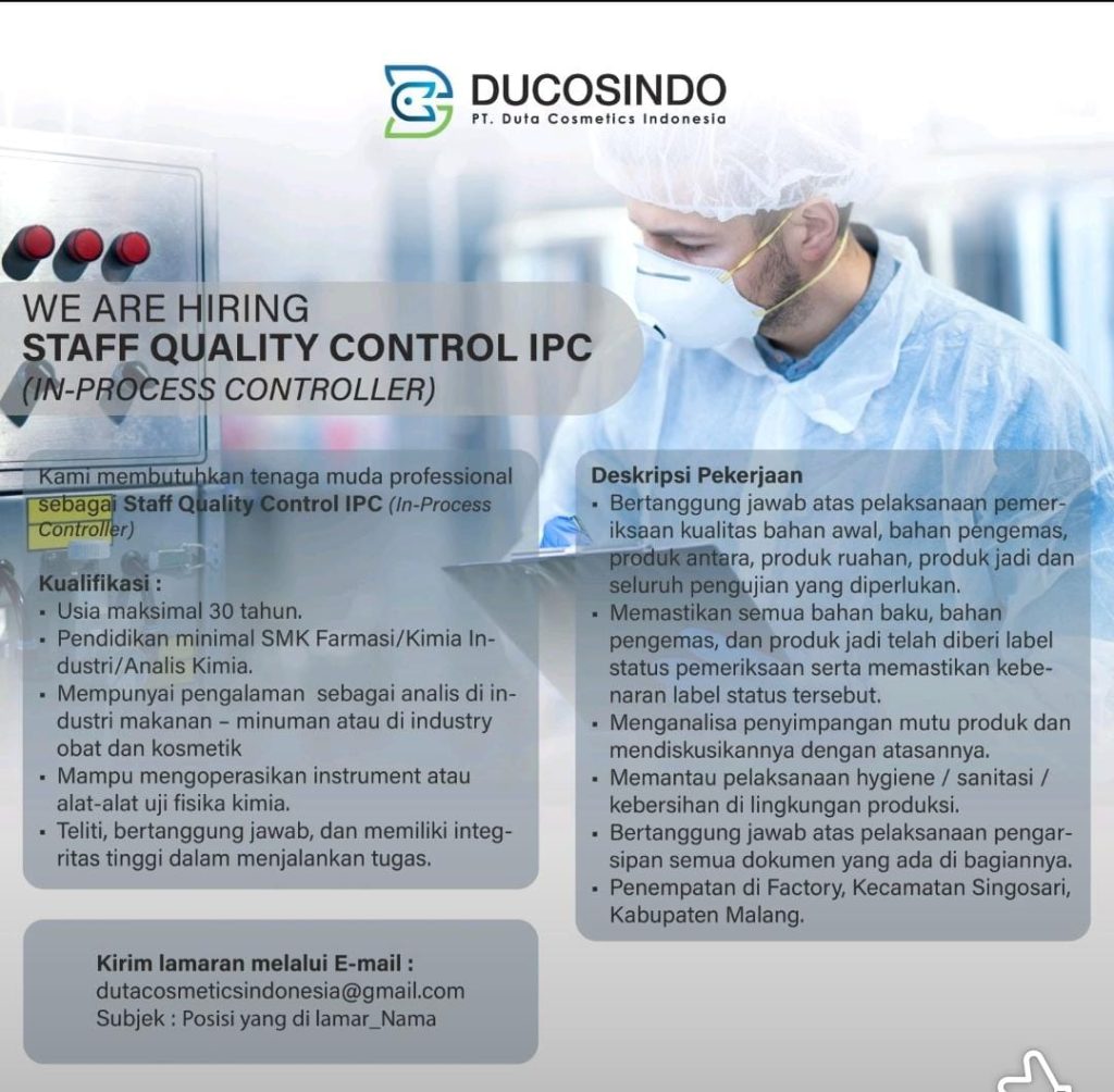 Lowongan kerja PT. Duta Cosmetics Indonesia