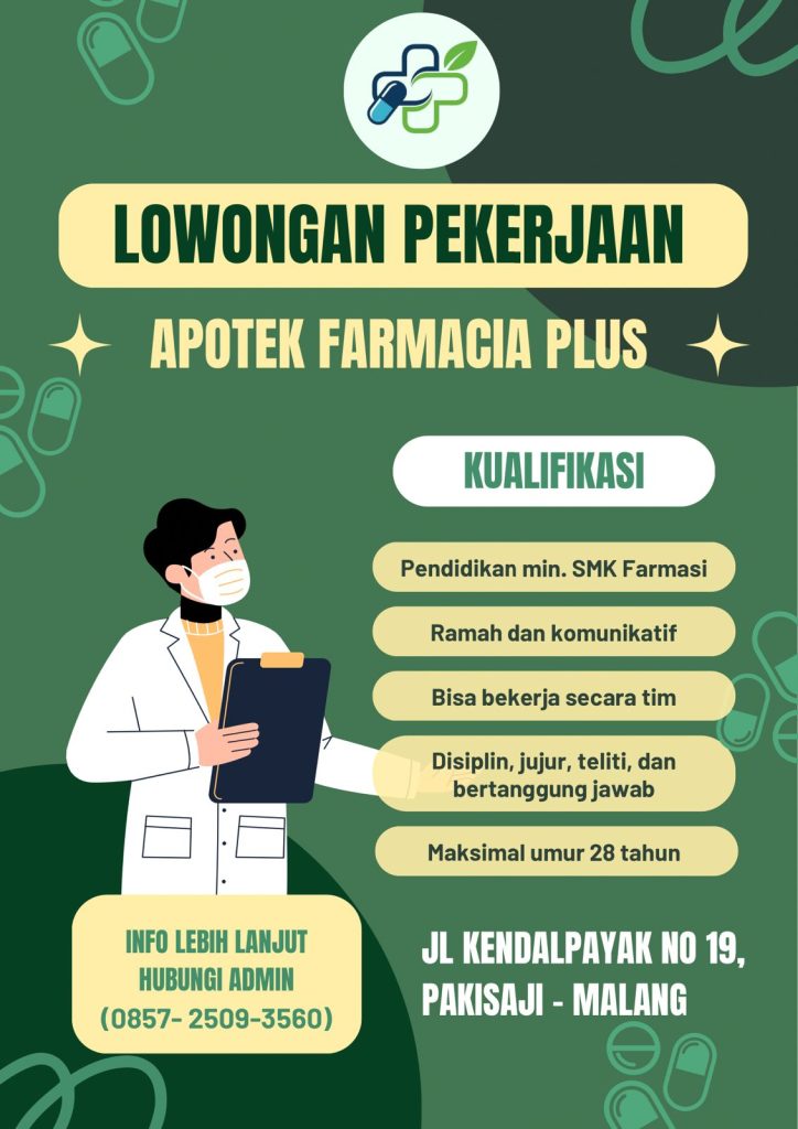 lowongan pekerjaan apotek farmasia plus bkk smk pim