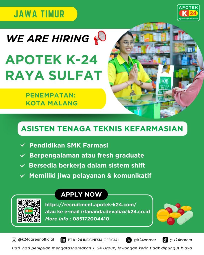 LOWONGAN PEKERJAAN APOTEK K 24 RAYA SULFAT