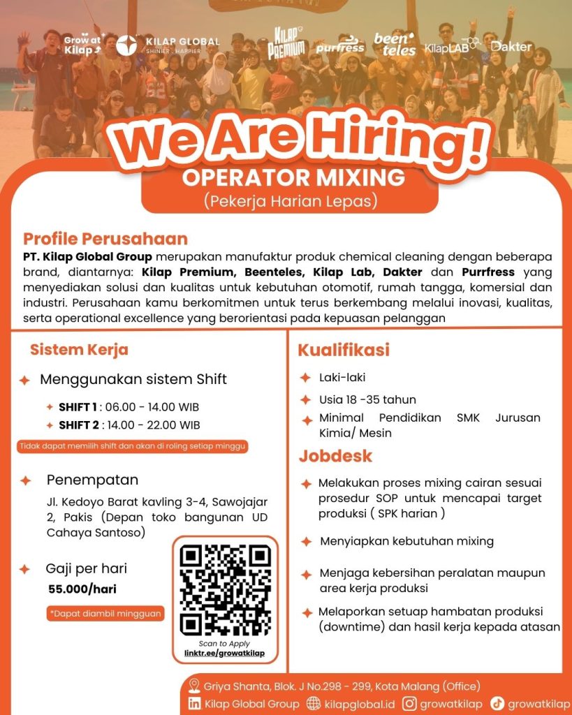 LOWONGAN PEKERJAAN PT KILAB GLOBAL GROUP