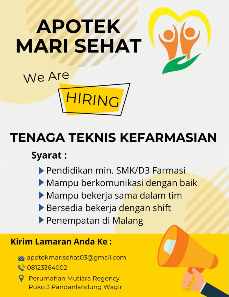 Lowongan pekerjaan apotek mari sehat dari BKK SMK PIM