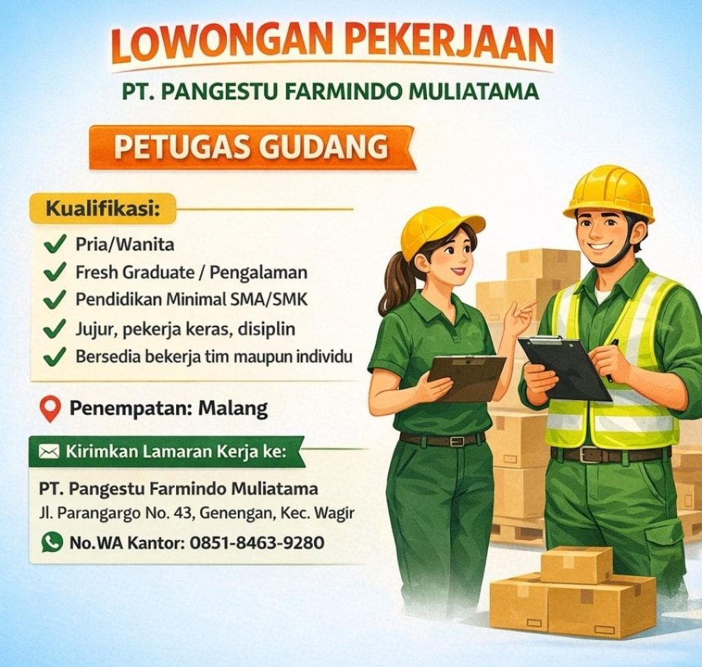 LOWONGAN PEKERJAAN PT PANGESTU FARMINDO MULIATAMA